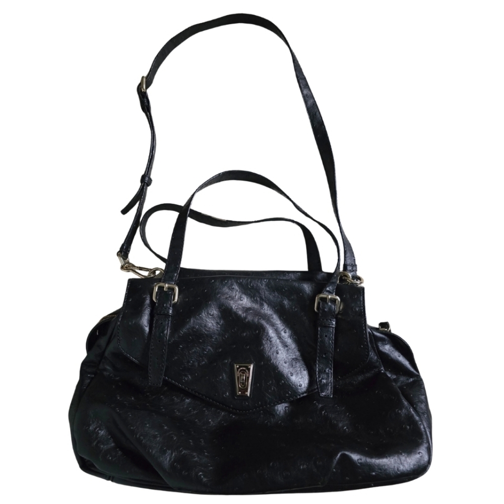 MARC BY MARC JACOBS Ozzie Aurora Black Ostrich Embossed Leather Purse Handbag